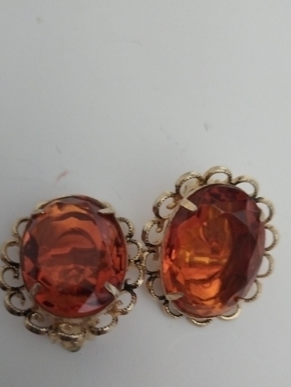 Gold-Tone Orange Crystal Clip-On Earrings
